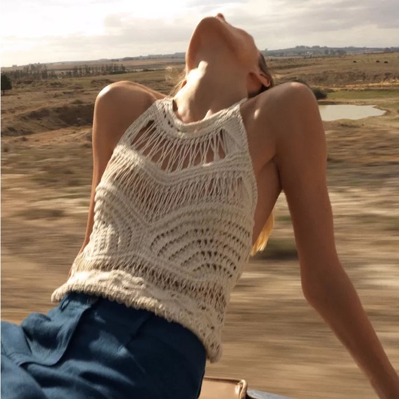 Zara Distressed Knit Halter top - Picture 1 of 5